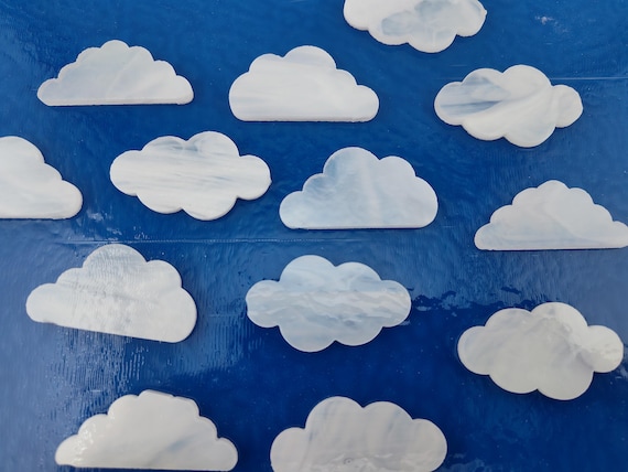 COE90 Precut CLOUDS on 3mm Fusible Art Glass! 3 Clouds per Pack