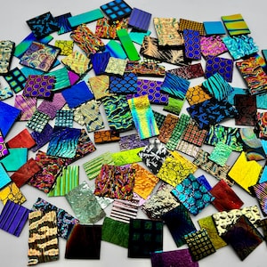 COE90 Precut Black Backed Dichro Jewelry Sampler Pack for glass fusing! 1 ounce pack!