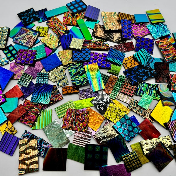 COE90 Precut Black Backed Dichro Jewelry Sampler Pack for glass fusing! 1 ounce pack!