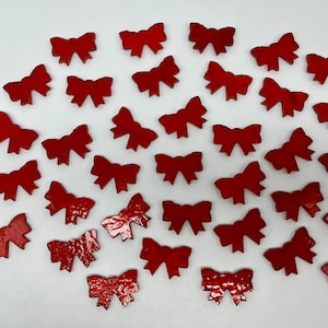 COE90 Holiday Bow set cut on 3mm TRANSPARENT Red Fusible Art Glass!  3 pack!