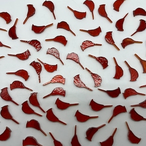 COE90 Mini Cardinal set cut on 3mm Red Transparent Fusible Art Glass! 4 Pack!