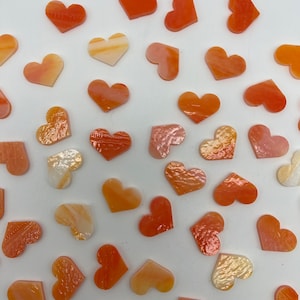 COE90 17mm Precut hearts cut on Orange/White Opal Streaky 3mm fusible art glass.  5 Pack!