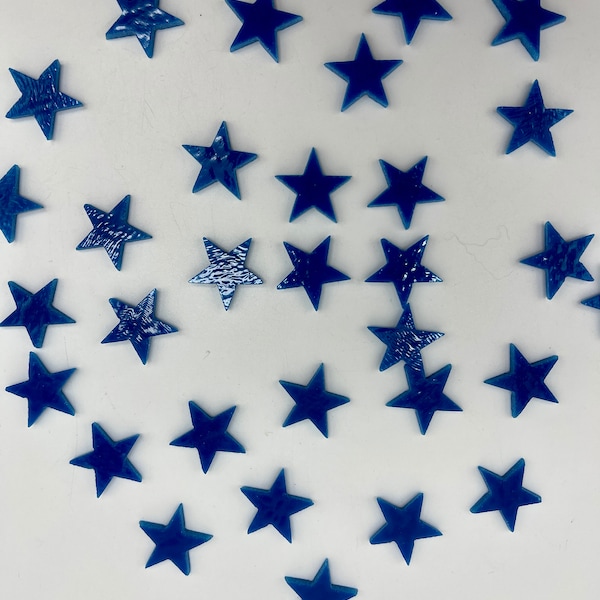 COE90 22mm Egyptian Blue Opal Stars for Glass fusing projects.  6 pack!