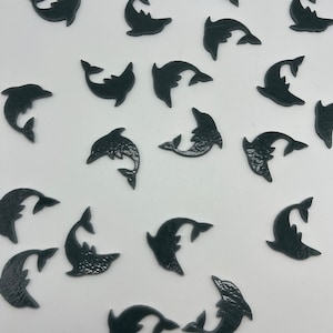 COE 90, 43mm Precut dolphin on 3mm Deco Gray fusible art glass. 3 Pack!