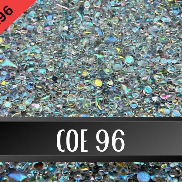 COE96 Mini Dichro Bits (Dichroic dots) for fused glass art projects! Sold in 1 ounce packages! COE96