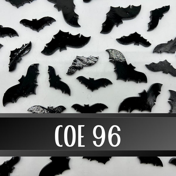 COE96 Waterjet Cut  Halloween Bat Set cut on 3mm Fusible Art Glass.  4 Pack! COE96