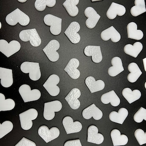 COE 90 22mm Dense White Opal precut hearts on 3mm glass for glass fusing.  5pk
