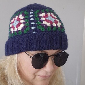 Handmade Wool Granny Square Beret - Knitted Women&#39;s Hat
