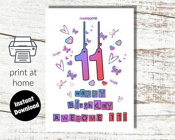 Download and Print 11th Birthday Card AWESOME | Etsy