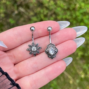 Crystal Belly Button Piercing: Stainless Steel Navel Jewelry, Vintage Style