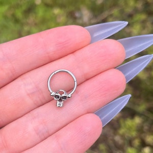 Anneau De Septum Chauve-souris Gothique En Argent 925 - 16g - Pour Piercing Cartilage, Daith - Cadeau Femme Alternative
