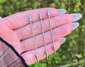 Spike Industrial Barbell Piercing: Stainless Steel, Gothic Grunge Punk