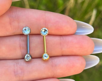 Titanium Christina Piercing: Crystal Gem, Venus Barbell 14G