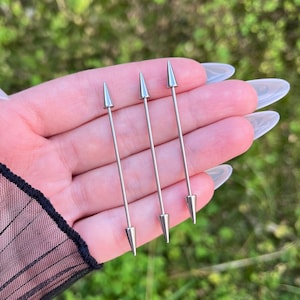 Spiky Industrial Piercing, Ear Barbell Bar, Cartilage Piercing, Silver Body Jewellery, Stainless Steel, Spike Gothic Punk Grunge Emo