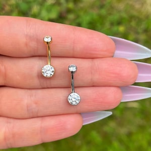 Piercing para el ombligo de titanio con circonitas cúbicas, rosca interna, 10 mm/12 mm