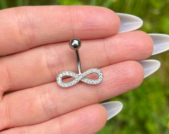 Titan Infinity Navelring: Kristall Navelsmycken, 8 mm/10 mm/12 mm