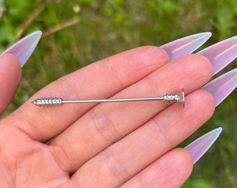 Gothic Industrial Barbell Piercing: Stainless Steel Punk Ear Jewelry (38mm, 16G/1.2mm)