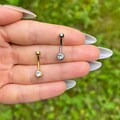 Titanium Belly Button Ring: Cubic Zirconia Navel Piercing, 6mm/8mm/10mm/12mm