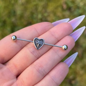 Gothic Industrial Piercing, Cartilage Piercing, Ear Barbell Bar, Body Jewellery, Stainless Steel, Gothic Punk Grunge Emo, 38mm 14G (1.6mm)