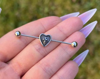 Gothic Industrial Barbell Piercing: Stainless Steel Cartilage Ear Bar (14G/1.6mm, 38mm)
