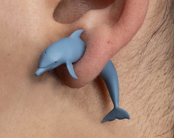 Hand Painted Dolphin Earrings - 3D Printed