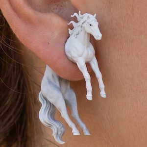 Horse Earrings Hand Painted | 3D Printed Mustang Stud Earrings