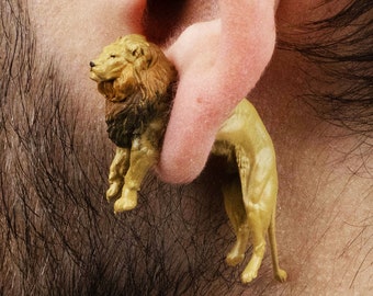 Hand Painted Lion Earrings - 3D Printed