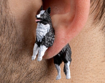 Border Collie Earrings • Hand-Painted • 3D Printed • Quirky • Funny • Weird • Gift