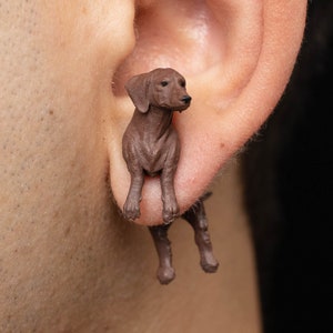 Hand Painted Dachshund Wiener Dog Earrings - 3D Printed