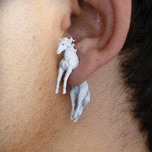 Horse Mustang Earrings • Hand-Painted • 3D Printed • Quirky • Funny • Weird • Gift