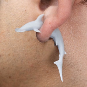 Hammerhead Shark Earrings Hand-Painted 3D Printed Quirky Funny Weird Gift image 1