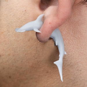 Hammerhead Shark Earrings Hand-Painted 3D Printed Quirky Funny Weird Gift image 1