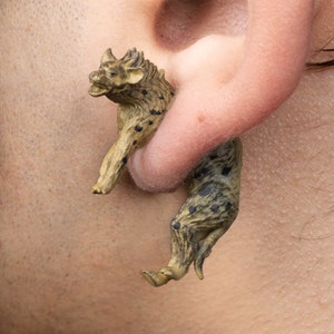 Hand Painted Hyena Earrings - 3D Printed