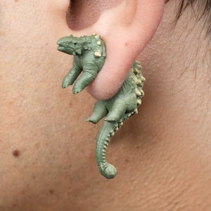 Hand Painted Ankylosaurus Earrings - 3D Printed