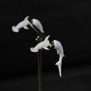 Hammerhead Shark Earrings Hand-Painted 3D Printed Quirky Funny Weird Gift image 2