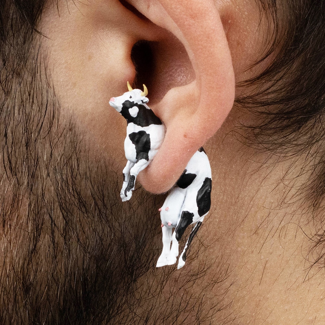 Hand-painted Cow Earrings | 3D Printed | Farm Animal Jewelry - Etsy