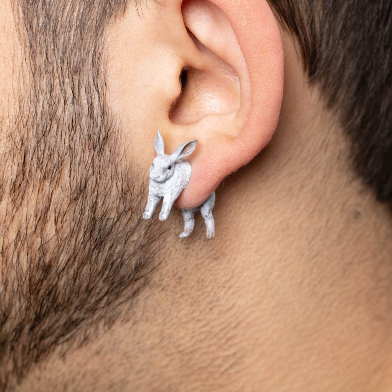 Bronze Rabbit Earring Hand-painted Bunny Rabbit Earrings | 3D Printed | Animal Jewelry - Etsy