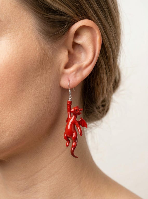 Dragon Earrings, Fantasy Dangle Jewelry, Gothic Fairycore Accessories I