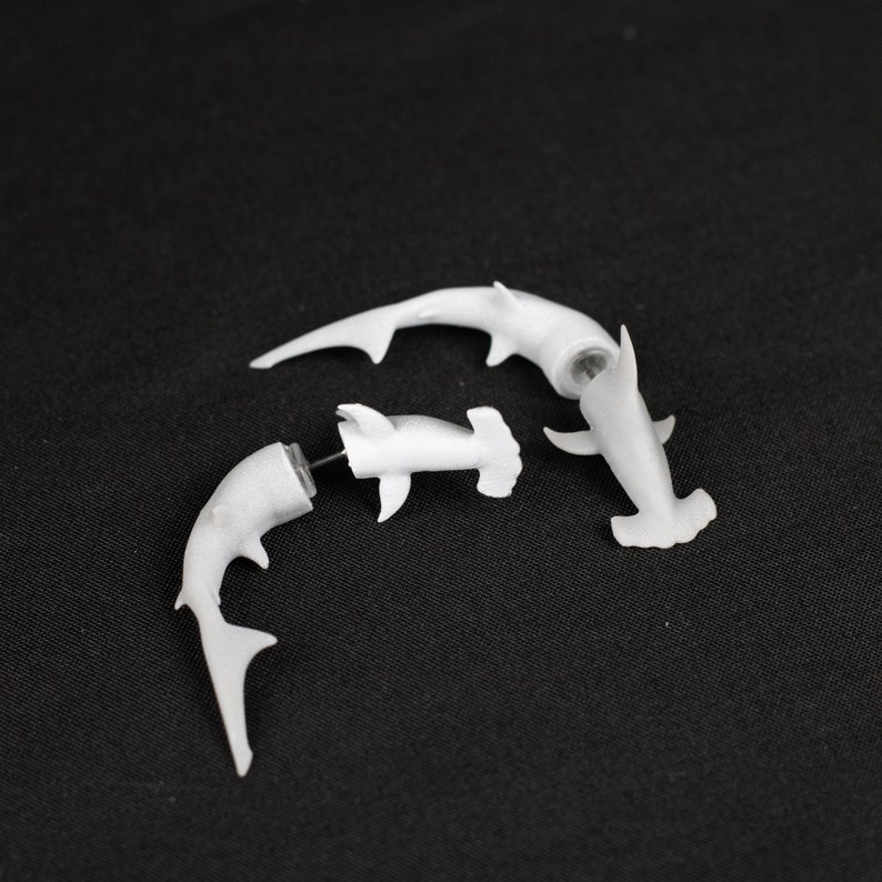 Hammerhead Shark Earrings Hand-Painted 3D Printed Quirky Funny Weird Gift image 4