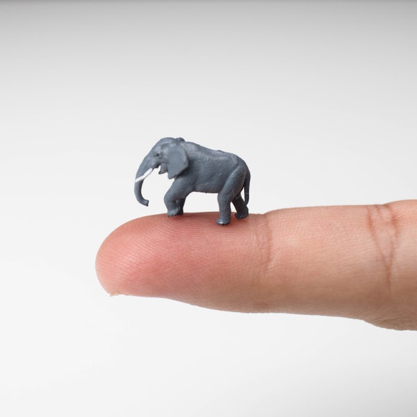 Hand-Painted Miniature Elephant Mini/Micro Figurines for DIY, Jewelry, Dioramas, Resin, Book Nook.