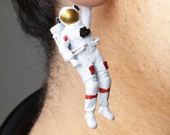 手描きの宇宙飛行士のイヤリング | 3Dプリント | 宇宙ジュエリー