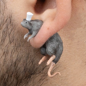 Rat Earrings Hand-Painted 3D Printed Quirky Funny Weird Gift image 4