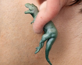 Hand Painted T-Rex Earrings - 3D Printed