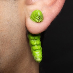 Caterpillar Earrings - Hand-Painted, 3D Printed