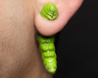 Caterpillar Earrings - Hand-Painted, 3D Printed