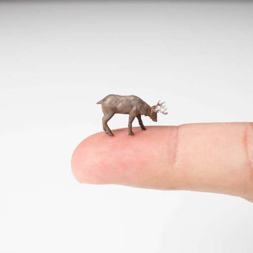 Hand-Painted Miniature Deer Mini/Micro Figurines for DIY, Jewelry, Dioramas, Resin, Book Nook.