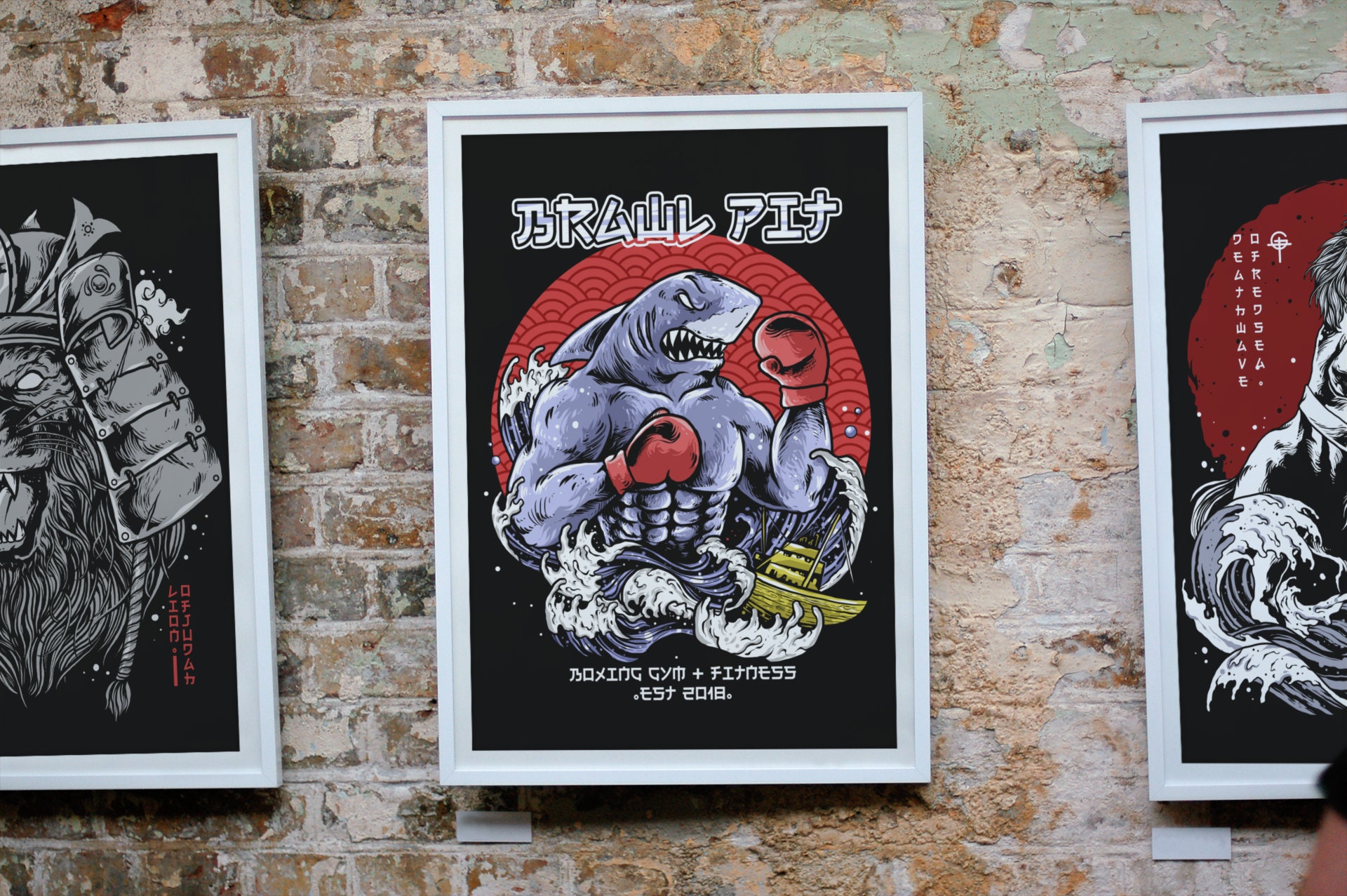 Boxer Shark, Large Printable Art, Japanese Art Print Digital Download