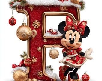 Christmas Mickey Minnie Alphabet, 2026, Letters PNG (Digital Download)