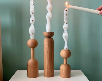 Taper Candle Holder - Set of 3 Japanese Candlestick - Pillar Candle Holder - Candelabra - Mid Century Modern - Maximalist Decor - New Home
