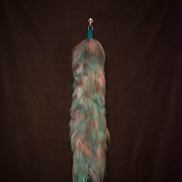 Forest (Green, Blue, and Brown) Handmade Yarn Tail for Cosplay, Halloween Costumes, etc.